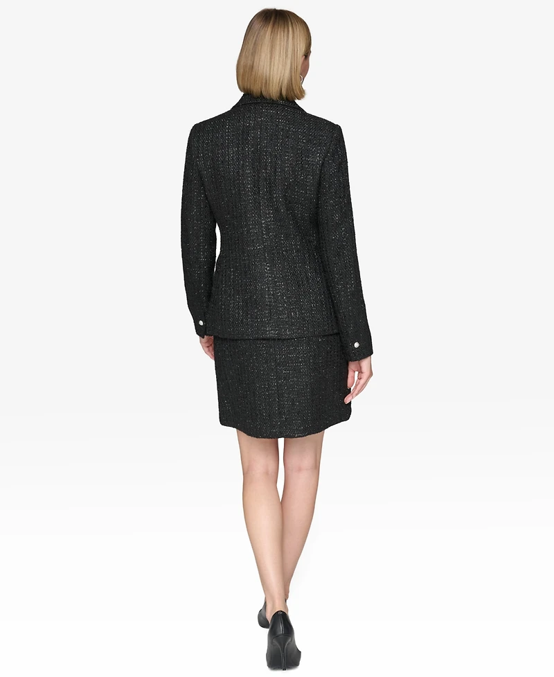 Karl Lagerfeld Paris Women's Double-Breasted Tweed Blazer