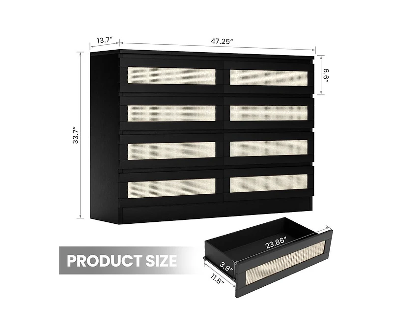 gaomon Dresser for Bedroom with 4 Drawer Dresser, Chest of Drawer with Metal Handle, Sturdy Frame Modern Bedroom Furniture, Wood Dressers with Drawers