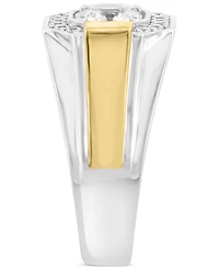 Effy Men's Zircon Octagon Framed Ring (2-1/4 ct. t.w.) in Sterling Silver & 14k Gold-Plate