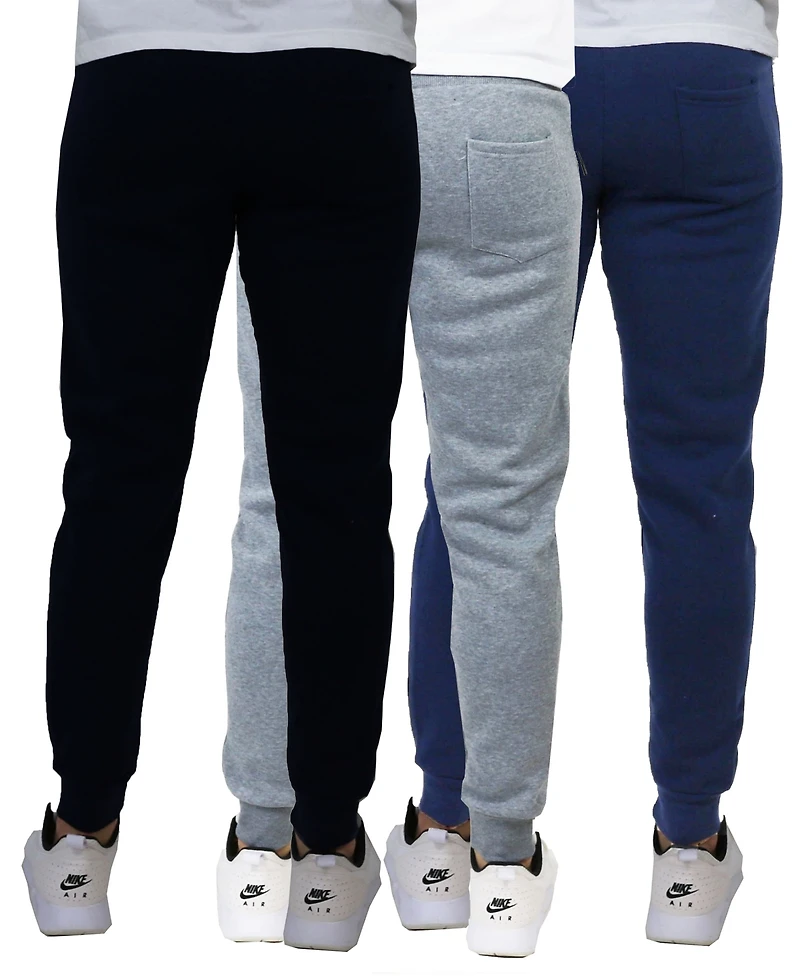 Galaxy By Harvic Men's Pro Star Slim Fit Fleece Lined Jogger Sweatpants, Pack of 3