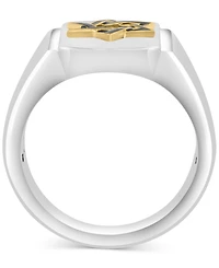 Effy Men's Black Enamel Star of David Ring in Sterling Silver & 14k Gold-Plate