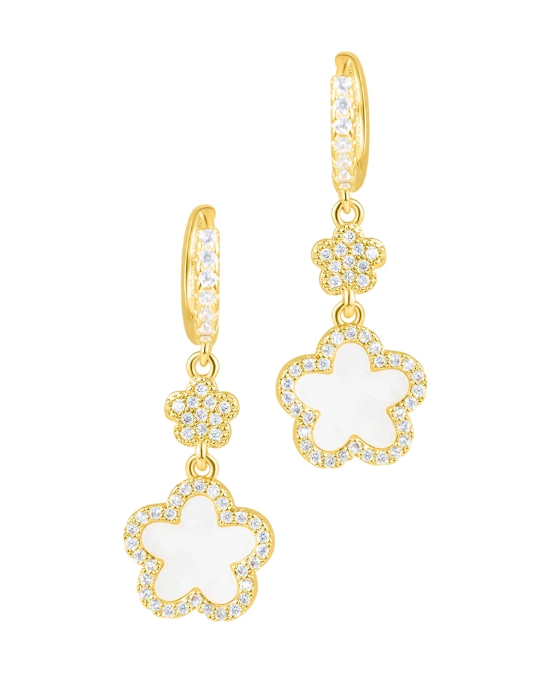 Adornia Gold Cubic Zirconia White Clover Earrings