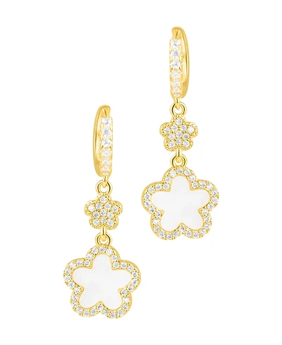Adornia Gold Cubic Zirconia White Clover Earrings
