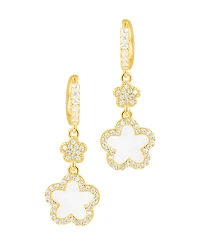 Adornia Gold Cubic Zirconia White Clover Earrings