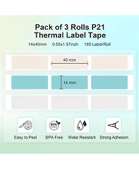 Nelko Genuine P21 Label Maker Tape, Adapted Label Print Paper, 14x40mm (0.55"x1.57"), Standard Laminated Labeling Replacement, Multipurpose of P21, 18