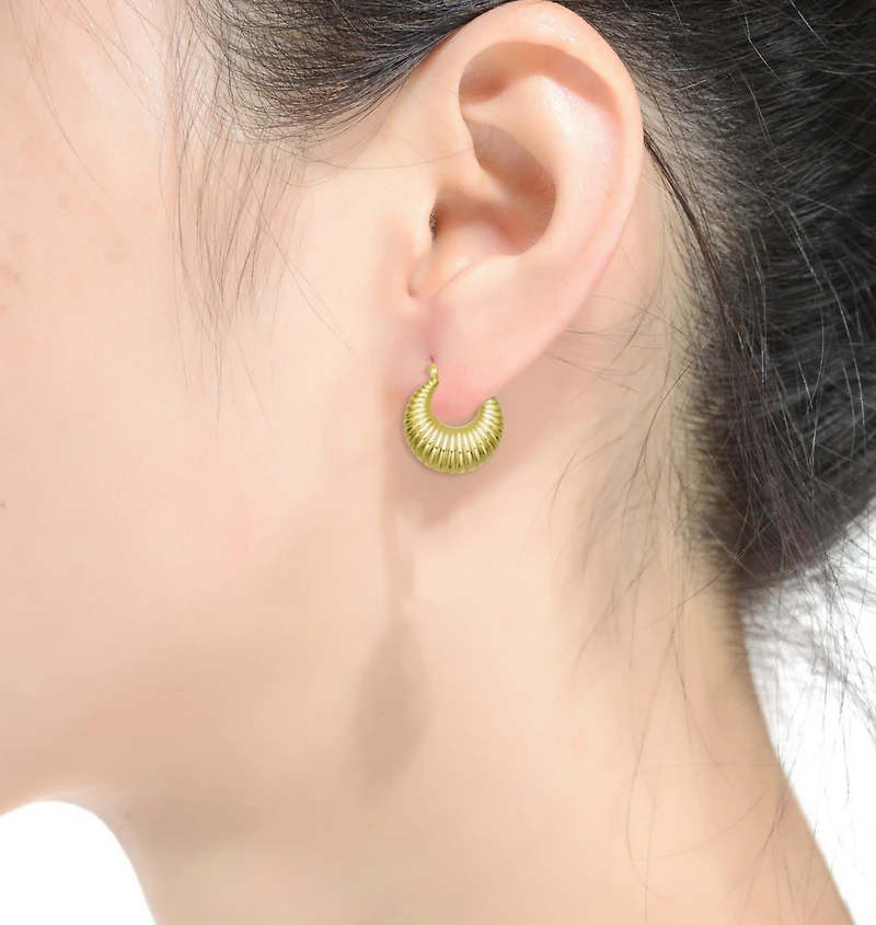 Seashell Long Hoop Earrings Set White Gold Plated, 14k or 18k Rose Plated