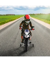 Sugift Aprilia Licensed Kids Ride On Motorcycle with 2 Training Wheels-White