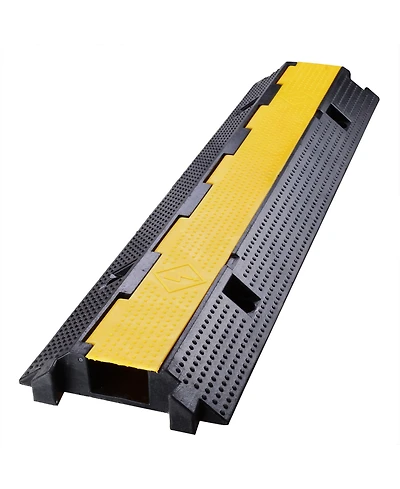 Yescom Heavy Duty Rubber Cable Ramp Protector 1 Channel Floor Cover 2 3/8" Height Durable Outdoor Electrical Wire Cord Guard 22000 Lbs