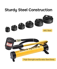 Yescom 10 Ton Hydraulic Knockout Punch Set 1/2" to 2" Conduit Hole Puncher Tool Kit - Yellow
