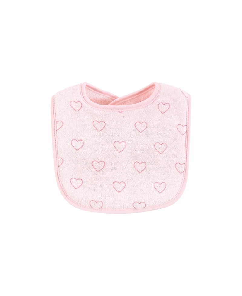 Hudson Baby Girls Cotton Terry Bib and Burp Cloth Set