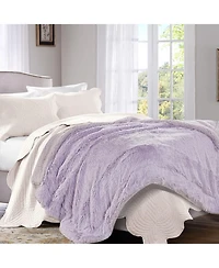 Chanasya Premium Solid Faux Long Fur Throw Blanket - Soft, Fuzzy For Bed or Couch 60" x 70" Aubergine