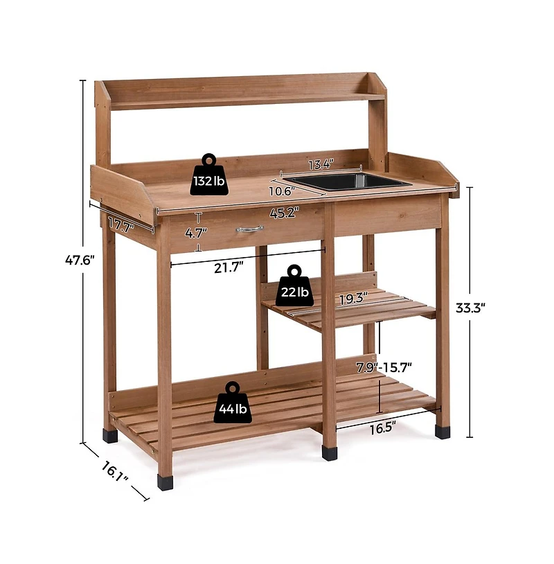 Yaheetech 47.6 H Wood Potting Bench