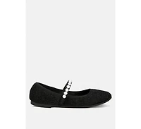 Corphee Pearl Strapped Glitter Ballerinas Women