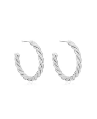 Ettika Silver Plated Spun Strands Hoop Earrings