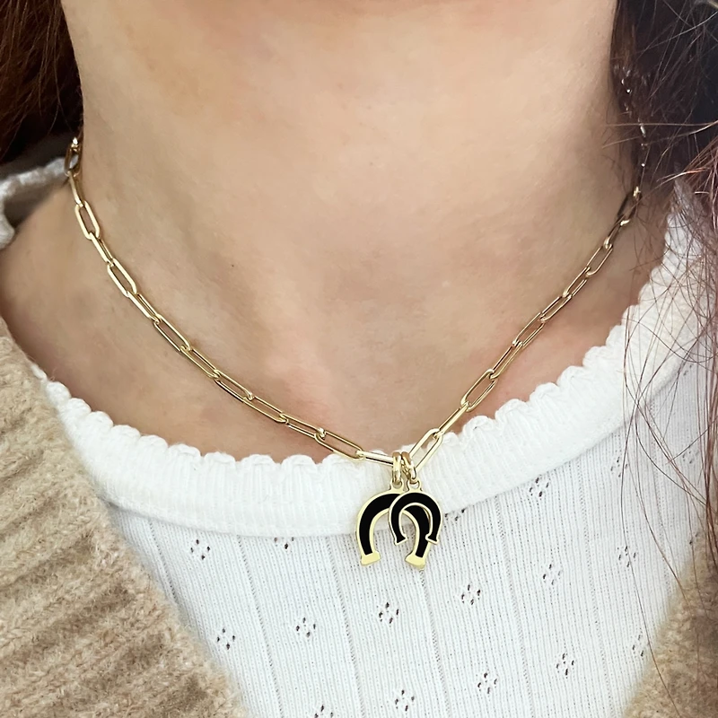 The Lovery Onyx Horseshoe Charm 14K Gold 9 millimeters
