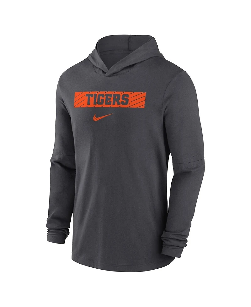 Nike Men's Anthracite Clemson Tigers Sideline Hoodie Performance Long Sleeve T-Shirt
