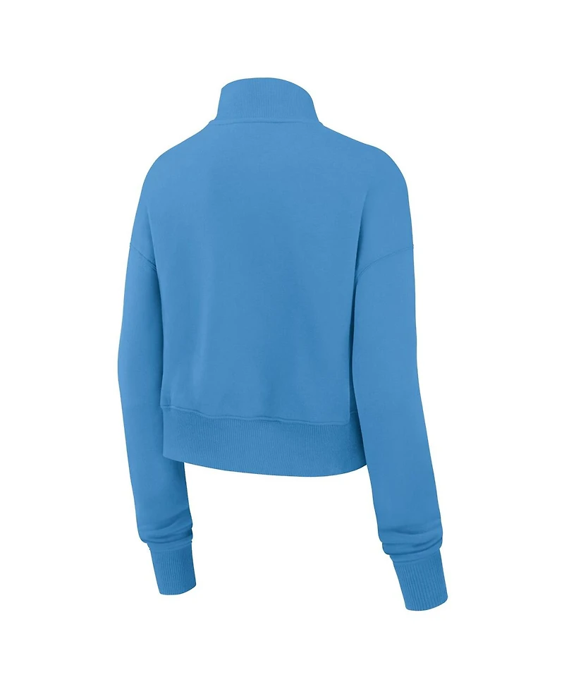 Nike Women's Light Blue Tennessee Titans Oilers Throwback Rewind Phoenix Cropped Half-Zip Sweatshirt