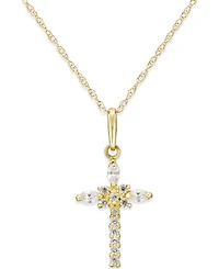 Cubic Zirconia Cross Necklace in 10k Gold