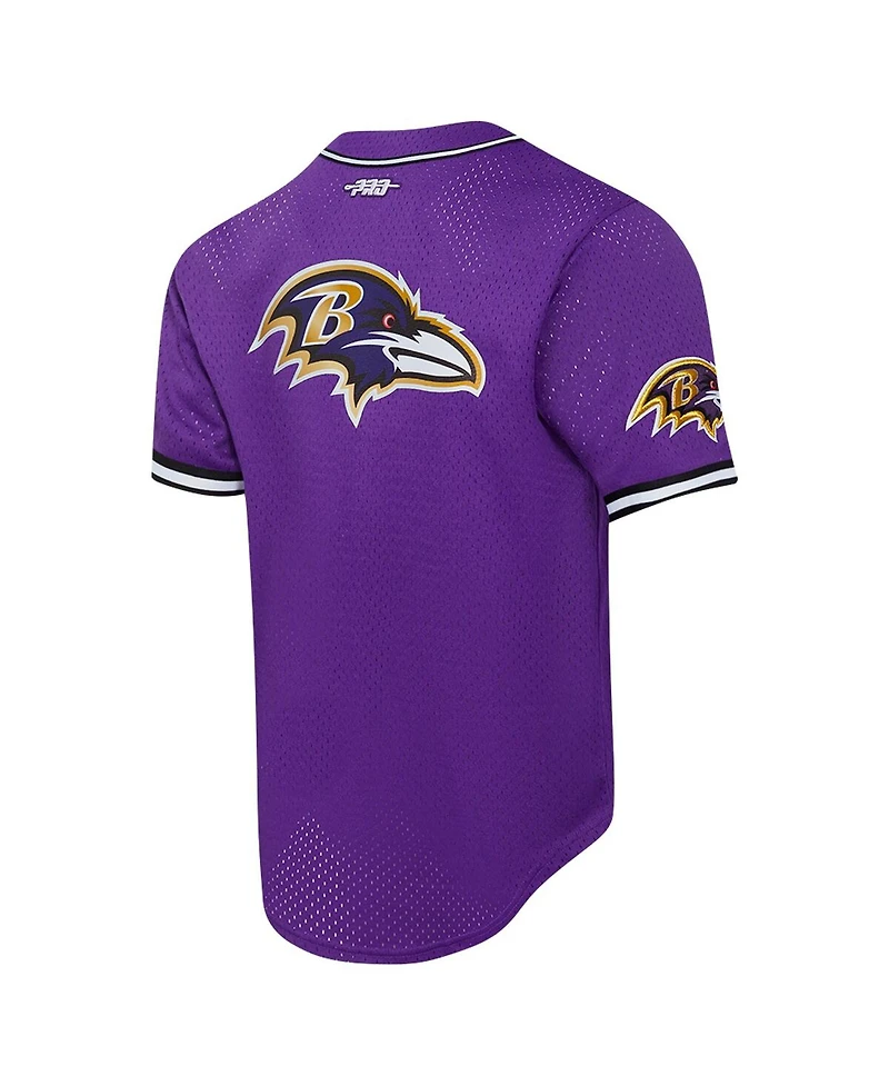 Pro Standard Men's Lamar Jackson Purple Baltimore Ravens Mesh Button-Up Baseball Jersey
