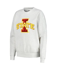 Gameday Couture Women's Ash Iowa State Cyclones Team Effort Pullover Sweatshirt Shorts Sleep Set