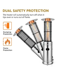 40000 Btu Patio Heaters Stainless Steel Round Propane Glass Tube Flame