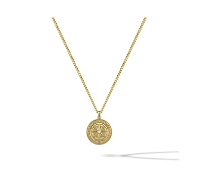 Vincero Men's Compass Pendant Necklace – Onyx in Rhodium-Plated Sterling Silver