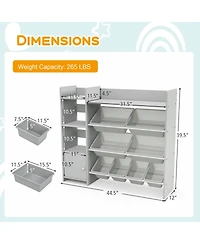 Sugift 4-Tier Kids Bookshelf and Toy Storage Rack with 8 Toy Organizer Bins