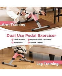 Skonyon Under Desk Exercise Bike Pedal Exerciser with Lcd Display for Legs and Arms Workout-Pink