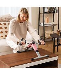 Skonyon Under Desk Exercise Bike Pedal Exerciser with Lcd Display for Legs and Arms Workout-Pink