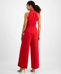 julia jordan Women's Belted Wide-Leg Halter Jumpsuit
