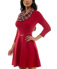 Bcx Juniors' Scarf Fit & Flare Sweater Dress