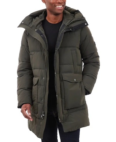 Michael Kors Men's Heavyweight Hooded Long Puffer Coat