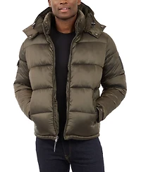 Michael Kors Men's Heavyweight Metallic Finish Hooded Puffer Jacket