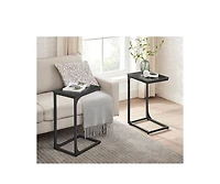 Set of 2 C-Shaped End Tables for Sofa or Bedside Use Compact Spaces