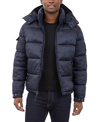 Michael Kors Men's Heavyweight Metallic Finish Hooded Puffer Jacket