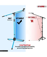 5 Core Microphone Stand Pair Floor Height Adjustable w Telescoping Boom Arm