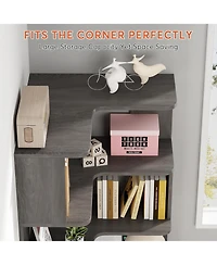Tribesigns 6-Tier Corner Bookshelf, 64.9 Inch Tall Bookcase with Anti-Drop Panel, Industrial Freestanding Shelf Display Rack Storage Organizer