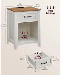 Slickblue Farmhouse Nightstands with Charging Station Set of 2