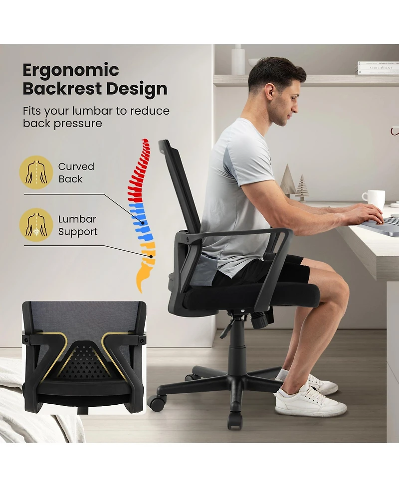 Sugift Ergonomic Desk Chair with Lumbar Support and Rocking Function
