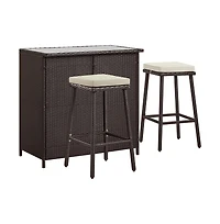 Yaheetech Rattan Wicker Patio Table and Two Stools