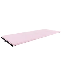 Skonyon 4-Panel Pu Leather Folding Exercise Mat with Carrying Handles-Pink