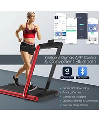 Skonyon 2-in-1 Folding Treadmill with Dual Led Display-Red