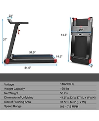Vebreda Folding Electric Compact Walking Treadmill with App Control Speaker-Red