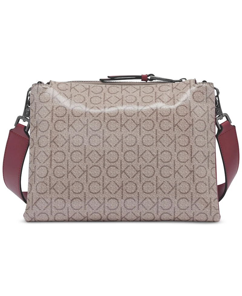Calvin Klein Rain Signature Top Zipper Dual Strap Chain Crossbody