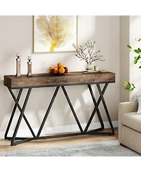 Tribesigns 55 Inch Console Table, Farmhouse Sofa Table Wood Entryway Table, Behind The Couch Table Foyer Table, Rustic Brown