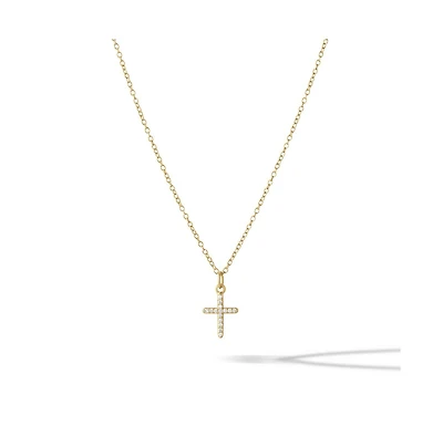 Vincero Women's Pave Cross Necklace – Sapphire Pendant in 14K Gold, 17.5"