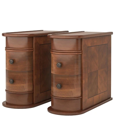Tribesigns End Table Set of 2, No Assembly Required, Closed Back,Sofa Side with Storage, Slim Nightstand 2 Drawers