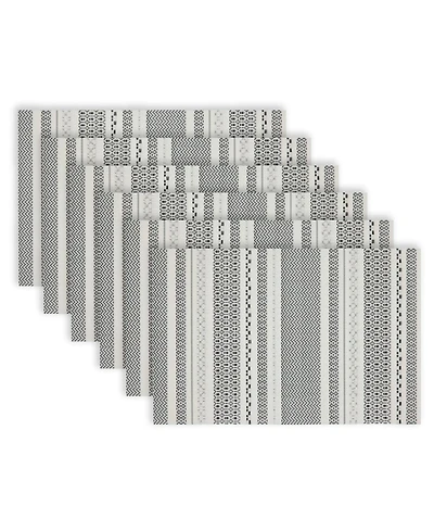 Dainty Home Maya Aztec Texteline Outdoor Dining Set Textured Design Reversible 12" x 18" Rectangular Placemats of 6