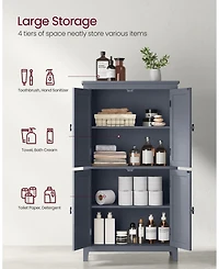 Bathroom Floor Cabinet with Adjustable Shelves for Towels and Toiletries