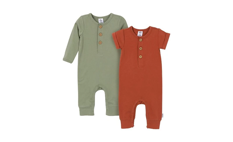 Gerber Baby Boys 2 Pack Long Leg Romper